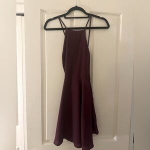 Strappy maroon fit and flare dress